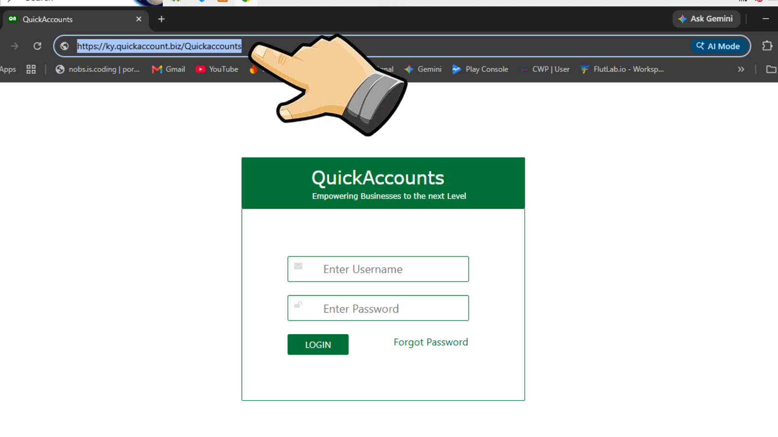 Clear the browser address bar
